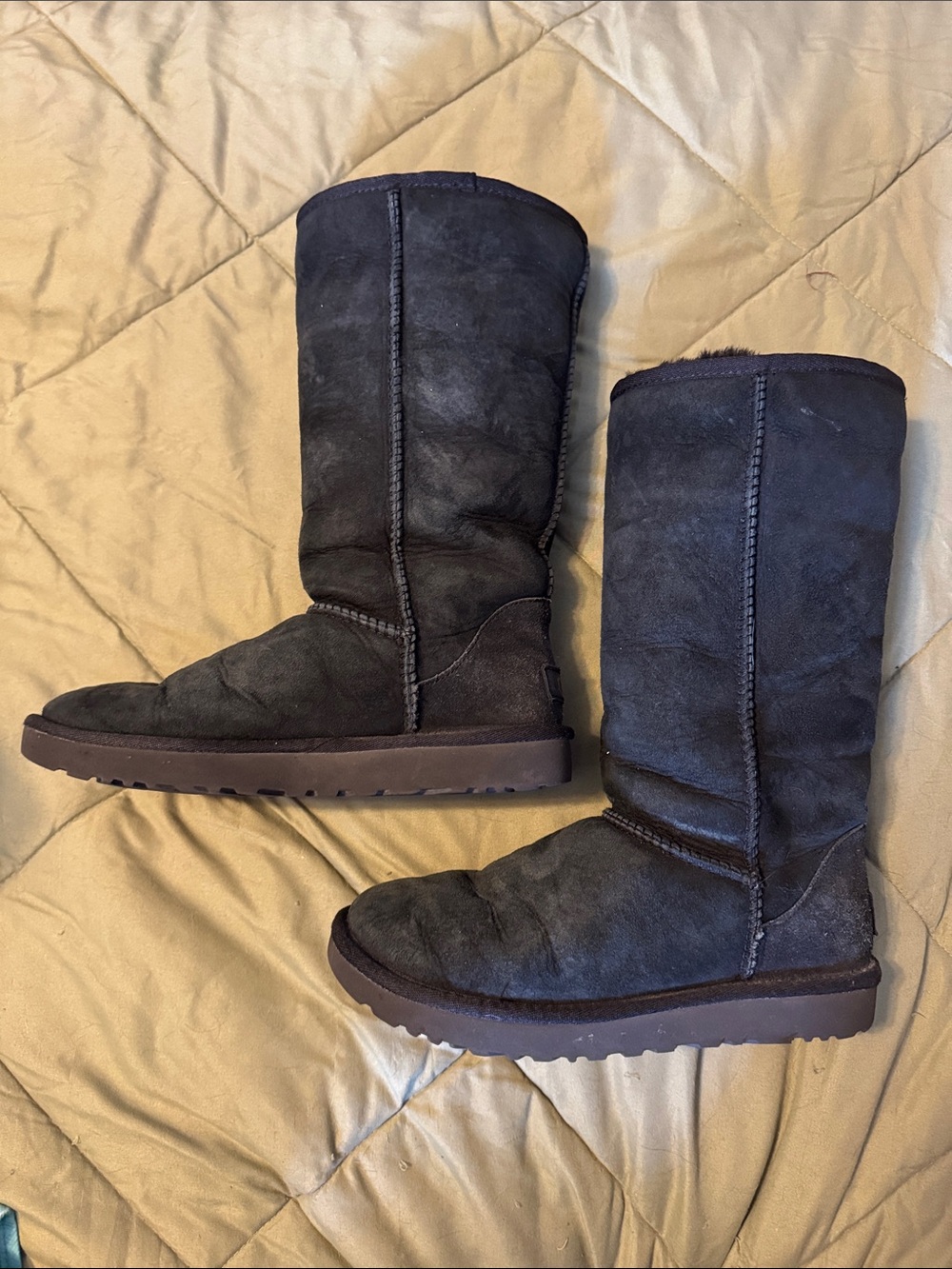 UGG Women's Tall Suede Shearling Boots in Black